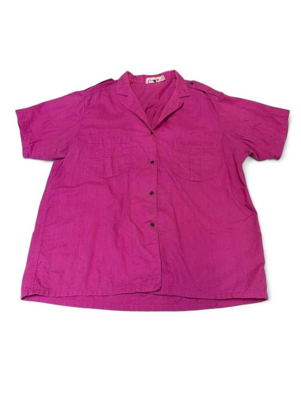 Gloria Vanderbilt Collared Snap Up Shirt Women's 14 Cotton Classic Preppy Pink